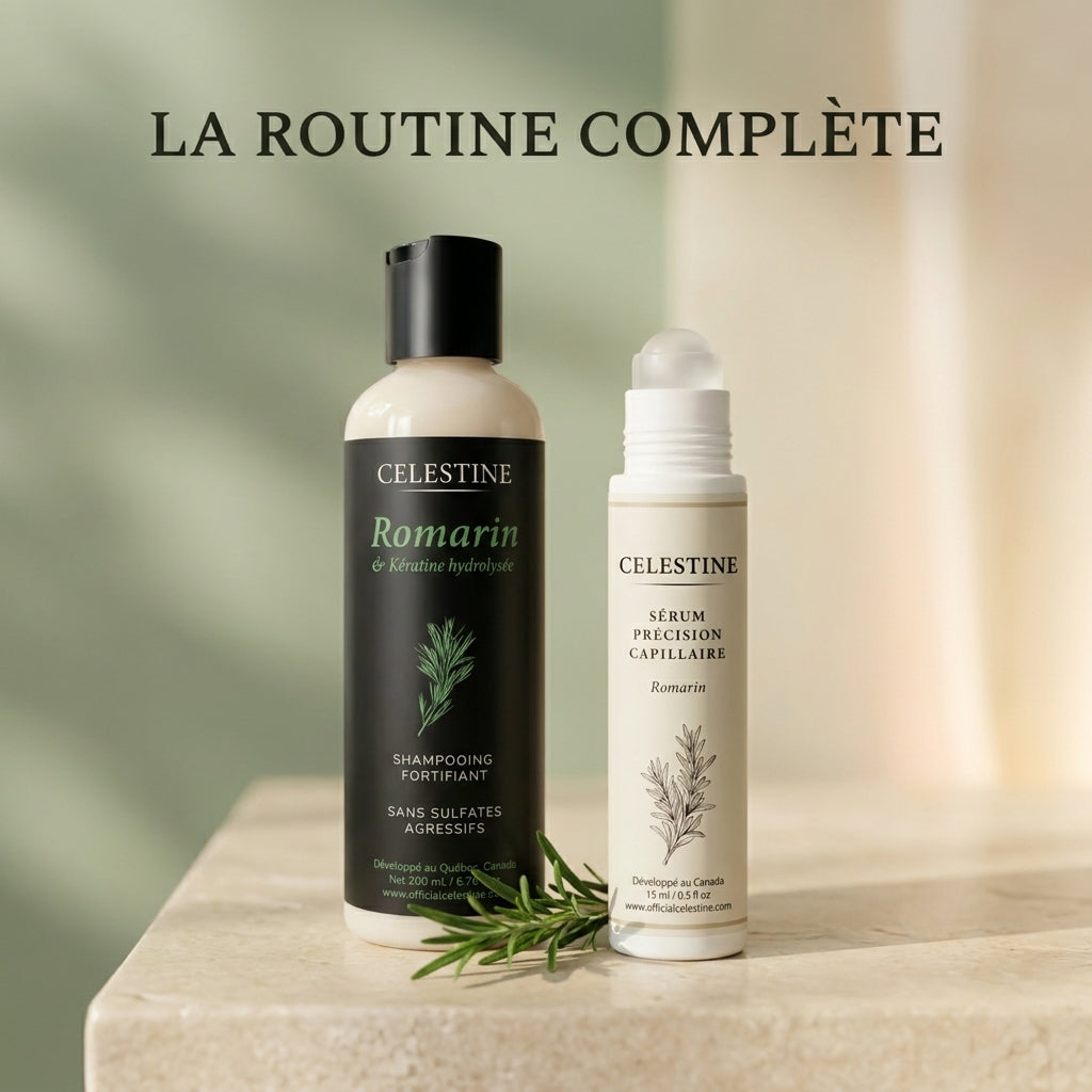 SHAMPOING NATUREL AU ROMARIN ET À LA KÉRATINE — POUR DES CHEVEUX PLUS ÉPAIS ET PLUS VOLUMINEUX