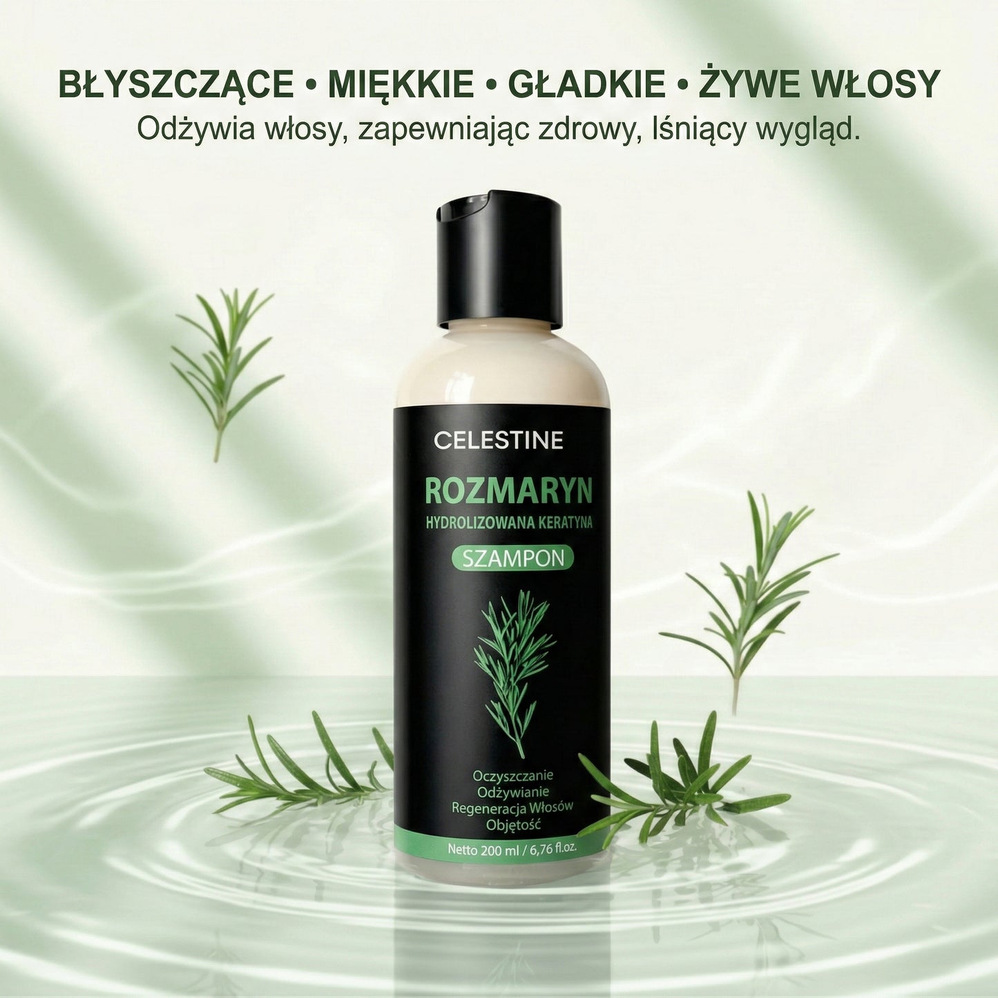 Szampon naturel au romarin et à la kératine — Pour des cheveux plus épais et plus volumineux