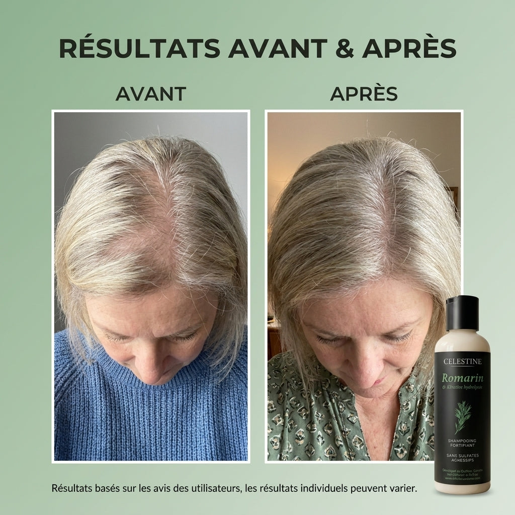 SHAMPOING NATUREL AU ROMARIN ET À LA KÉRATINE — POUR DES CHEVEUX PLUS ÉPAIS ET PLUS VOLUMINEUX