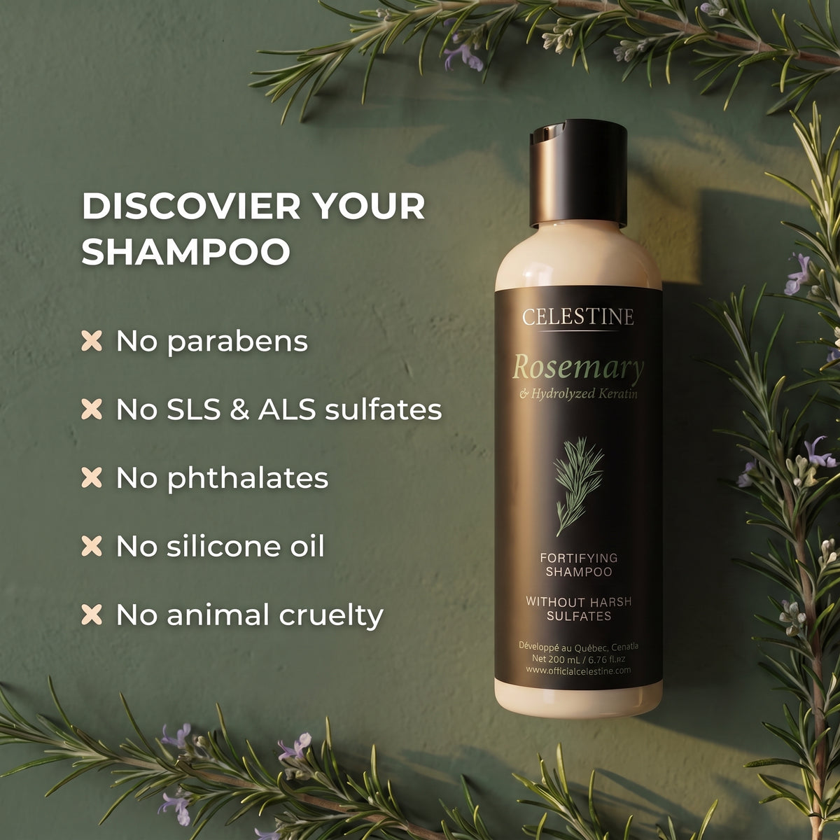 Natural Rosemary & Keratin Shampoo — For Thicker-Looking, Fuller Hair
