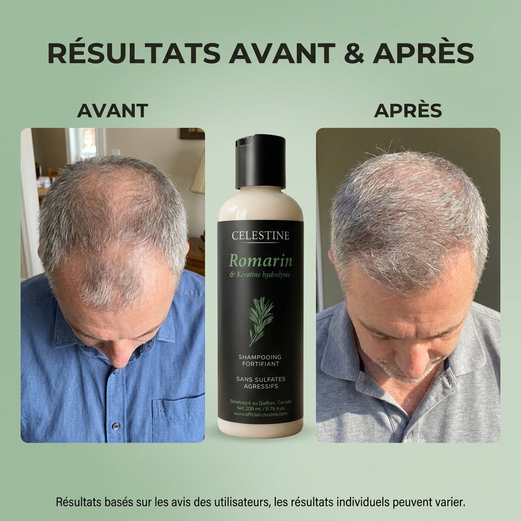 SHAMPOING NATUREL AU ROMARIN ET À LA KÉRATINE — POUR DES CHEVEUX PLUS ÉPAIS ET PLUS VOLUMINEUX