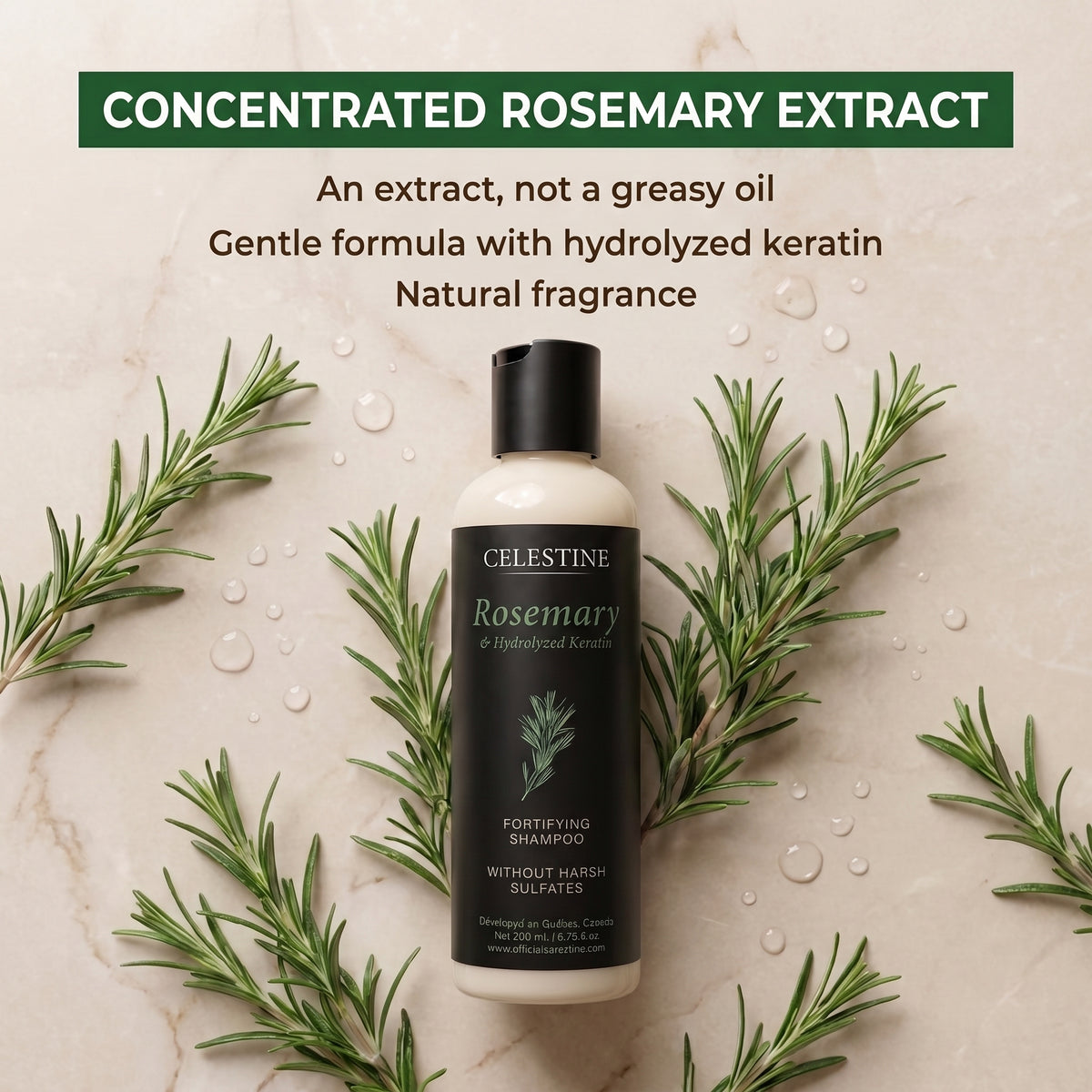 Natural Rosemary & Keratin Shampoo — For Thicker-Looking, Fuller Hair