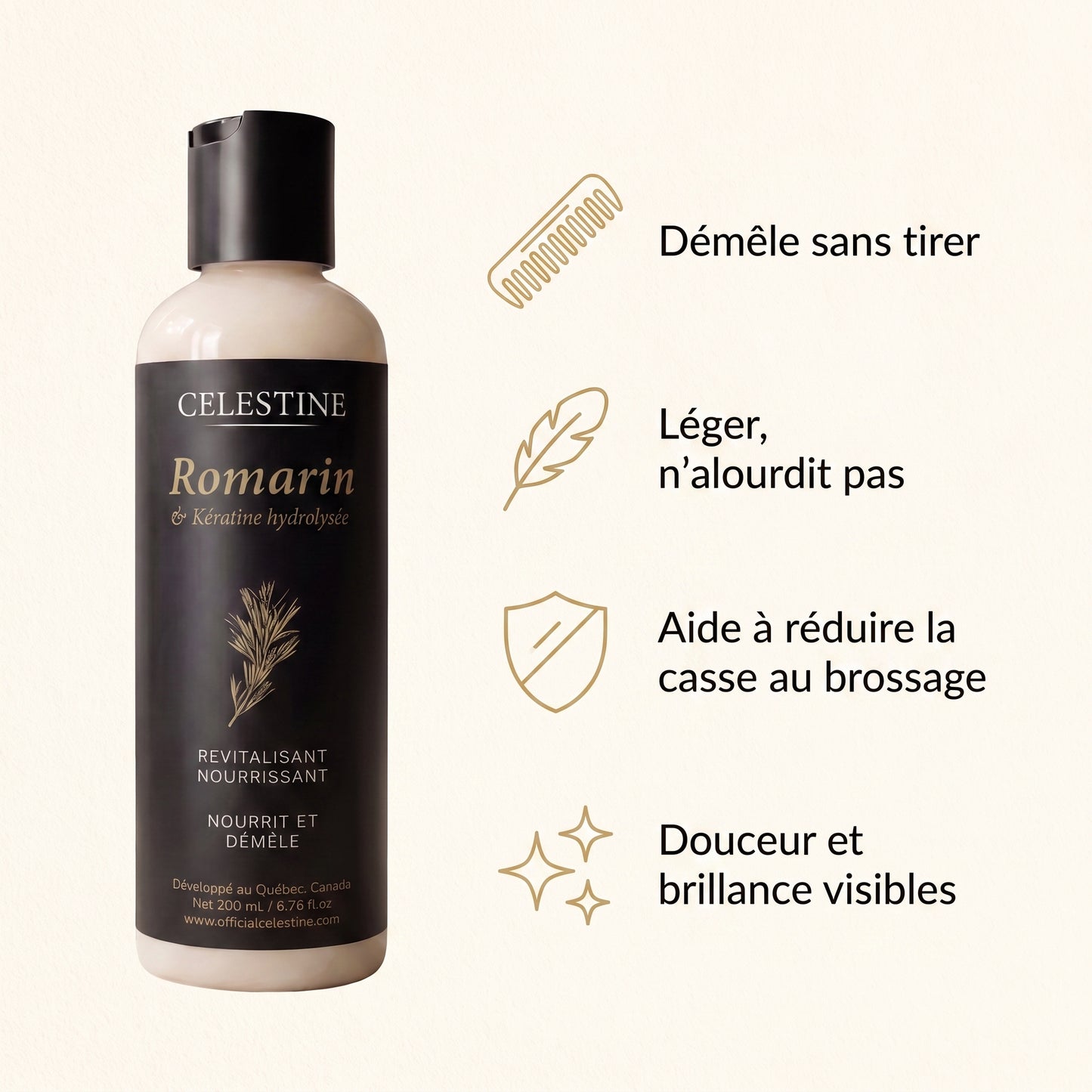 REVITALISANT NOURISSANT AU ROMARIN ET À LA KÉRATINE - NOURRIT ET DÉMÊLE
