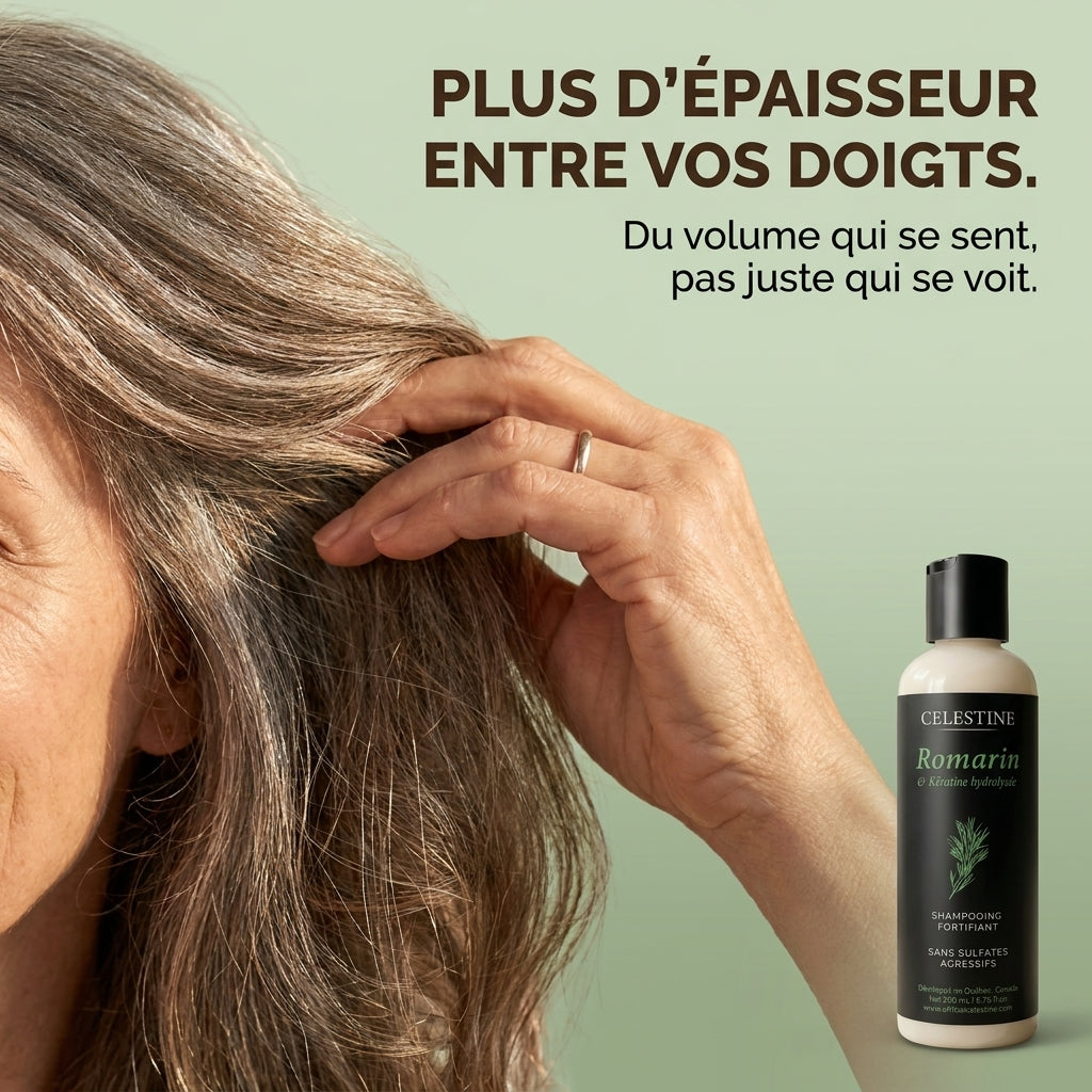SHAMPOING NATUREL AU ROMARIN ET À LA KÉRATINE — POUR DES CHEVEUX PLUS ÉPAIS ET PLUS VOLUMINEUX