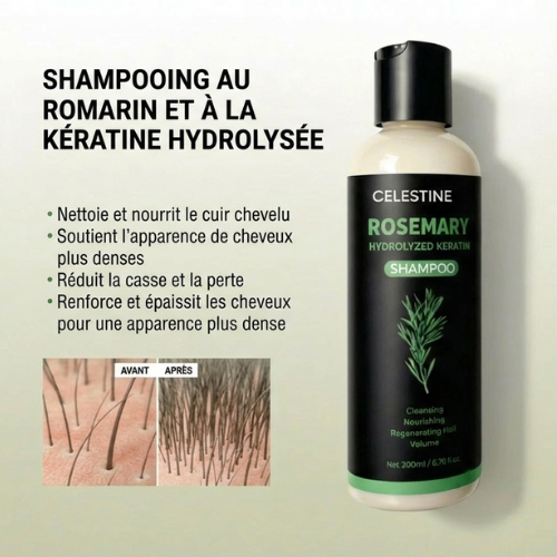 Shampoing naturel au romarin et à la kératine — Pour des cheveux plus épais et plus volumineux