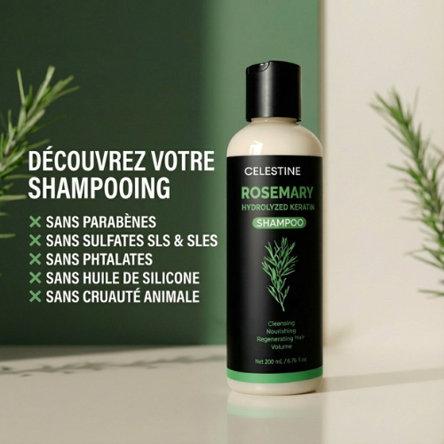 Shampoing naturel au romarin et à la kératine — Pour des cheveux plus épais et plus volumineux