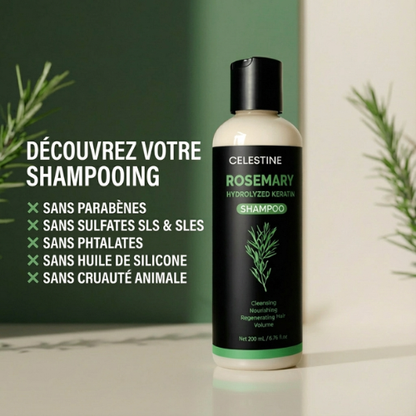 Shampoing naturel au romarin et à la kératine — Pour des cheveux plus épais et plus volumineux