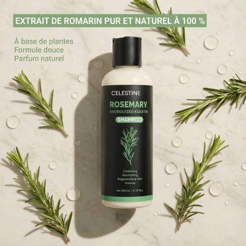 Shampoing naturel au romarin et à la kératine — Pour des cheveux plus épais et plus volumineux